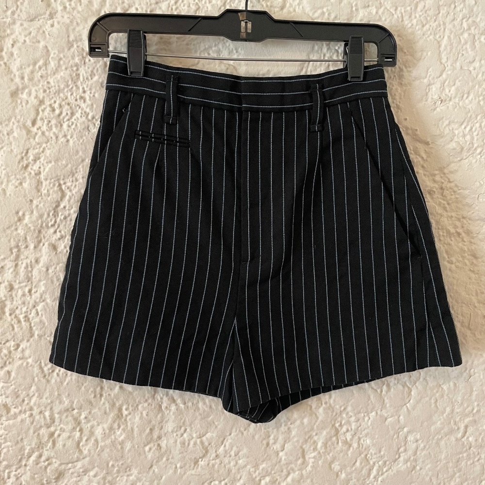 Marc Jacobs High Waisted Mini Pin Stripe Micro Shorts, WOmen's 0, Black + Blue